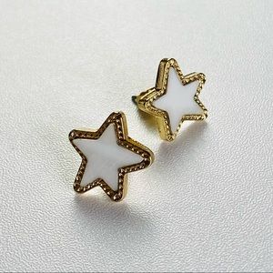 Boutique Mother of Pearl Post Back Star Earrings White Iridescent Gold